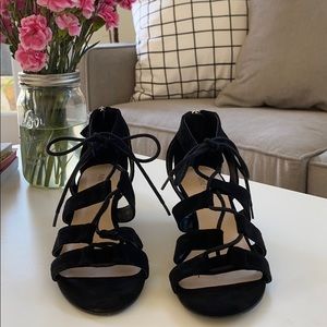 Nine West Black Suede Lace Up Sandals